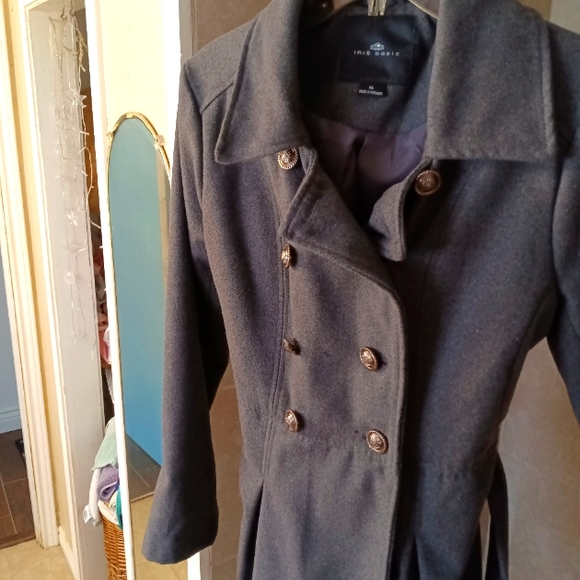 Iris Basic brand Gray Thick Winter Peacoat Jacket Button Extra Large 🧥 - Picture 1 of 5